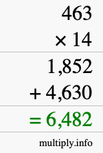 How to calculate 463 times 14 using long multiplication How to calculate 463 times 14 using long multiplication