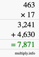 How to calculate 463 times 17 using long multiplication