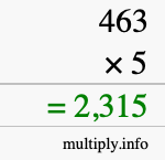 How to calculate 463 times 5 using long multiplication How to calculate 463 times 5 using long multiplication
