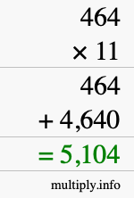 How to calculate 464 times 11 using long multiplication