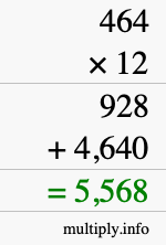How to calculate 464 times 12 using long multiplication How to calculate 464 times 12 using long multiplication