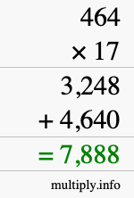 How to calculate 464 times 17 using long multiplication