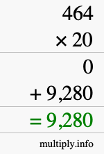 How to calculate 464 times 20 using long multiplication How to calculate 464 times 20 using long multiplication