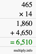 How to calculate 465 times 14 using long multiplication How to calculate 465 times 14 using long multiplication