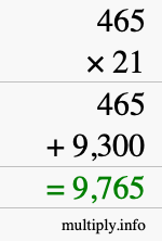 How to calculate 465 times 21 using long multiplication How to calculate 465 times 21 using long multiplication