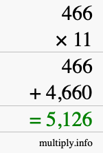 How to calculate 466 times 11 using long multiplication