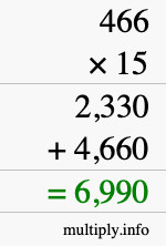 How to calculate 466 times 15 using long multiplication How to calculate 466 times 15 using long multiplication