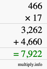 How to calculate 466 times 17 using long multiplication