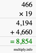 How to calculate 466 times 19 using long multiplication How to calculate 466 times 19 using long multiplication