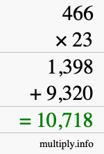 How to calculate 466 times 23 using long multiplication