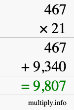 How to calculate 467 times 21 using long multiplication How to calculate 467 times 21 using long multiplication