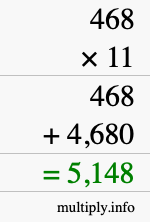 How to calculate 468 times 11 using long multiplication