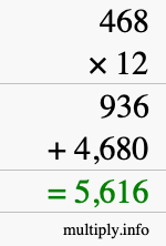 How to calculate 468 times 12 using long multiplication How to calculate 468 times 12 using long multiplication