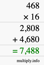 How to calculate 468 times 16 using long multiplication