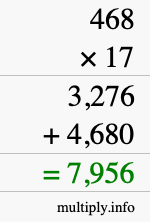 How to calculate 468 times 17 using long multiplication
