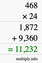How to calculate 468 times 24 using long multiplication How to calculate 468 times 24 using long multiplication