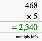 How to calculate 468 times 5 using long multiplication How to calculate 468 times 5 using long multiplication