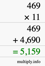 How to calculate 469 times 11 using long multiplication