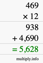 How to calculate 469 times 12 using long multiplication How to calculate 469 times 12 using long multiplication