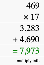 How to calculate 469 times 17 using long multiplication