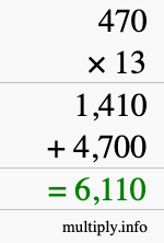How to calculate 470 times 13 using long multiplication How to calculate 470 times 13 using long multiplication