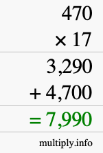 How to calculate 470 times 17 using long multiplication