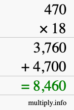 How to calculate 470 times 18 using long multiplication How to calculate 470 times 18 using long multiplication