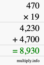 How to calculate 470 times 19 using long multiplication