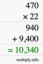 How to calculate 470 times 22 using long multiplication How to calculate 470 times 22 using long multiplication