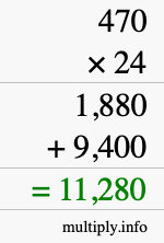 How to calculate 470 times 24 using long multiplication How to calculate 470 times 24 using long multiplication