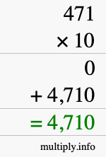 How to calculate 471 times 10 using long multiplication How to calculate 471 times 10 using long multiplication