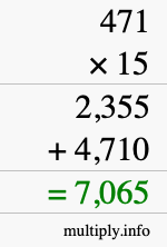 How to calculate 471 times 15 using long multiplication