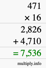 How to calculate 471 times 16 using long multiplication