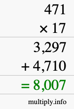 How to calculate 471 times 17 using long multiplication