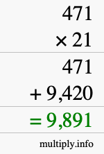 How to calculate 471 times 21 using long multiplication How to calculate 471 times 21 using long multiplication
