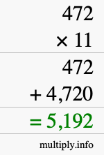 How to calculate 472 times 11 using long multiplication