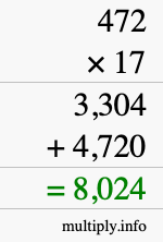How to calculate 472 times 17 using long multiplication