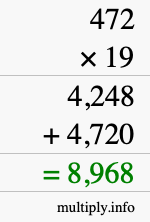 How to calculate 472 times 19 using long multiplication