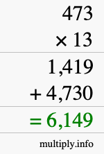 How to calculate 473 times 13 using long multiplication How to calculate 473 times 13 using long multiplication