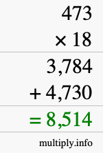 How to calculate 473 times 18 using long multiplication