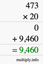 How to calculate 473 times 20 using long multiplication
