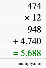 How to calculate 474 times 12 using long multiplication How to calculate 474 times 12 using long multiplication