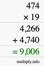 How to calculate 474 times 19 using long multiplication