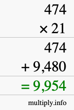 How to calculate 474 times 21 using long multiplication How to calculate 474 times 21 using long multiplication