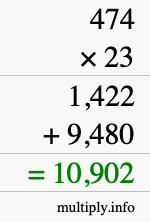 How to calculate 474 times 23 using long multiplication How to calculate 474 times 23 using long multiplication