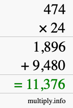 How to calculate 474 times 24 using long multiplication How to calculate 474 times 24 using long multiplication