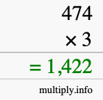 How to calculate 474 times 3 using long multiplication