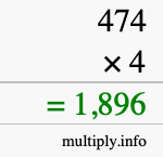 How to calculate 474 times 4 using long multiplication How to calculate 474 times 4 using long multiplication