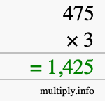 How to calculate 475 times 3 using long multiplication How to calculate 475 times 3 using long multiplication