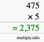 How to calculate 475 times 5 using long multiplication How to calculate 475 times 5 using long multiplication